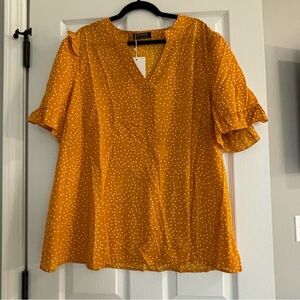 Multicolored Flutter Sleeve Ruffled Blouse